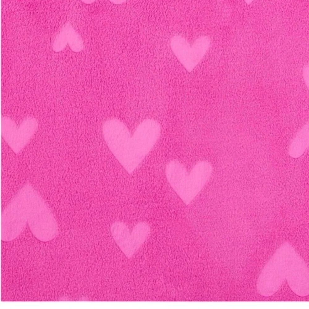 Member's Mark Girls Cozy Pajama Set Pink Heart Fleece 2pc Top Shorts L 10/12